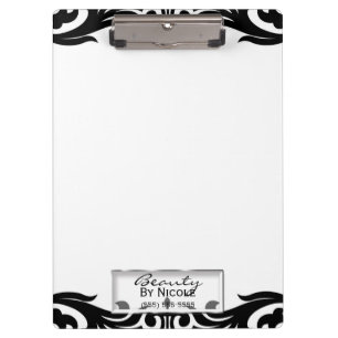 Porte-bloc Damassé noir et blanc Élégant Glam Personnalisé