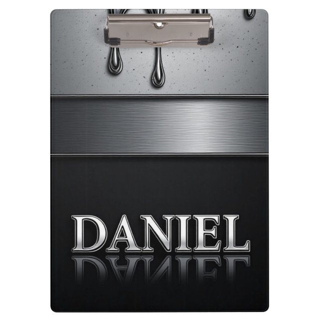 Porte-bloc Daniel Nom avec Métal Liquide qui Dégouline (Devant)
