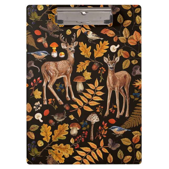 Porte-bloc Dans les bois / Cerf d'automne sur noir (Devant)