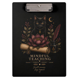 Porte-bloc Dark Academia Mindful Teaching Black Cat & Lotus