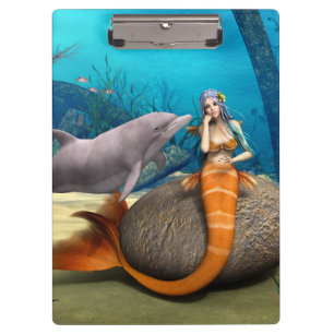 Porte-bloc Dauphine sirène rêveuse Art fantastique sous-marin