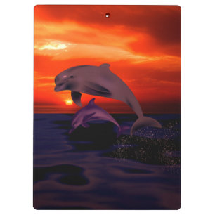 Porte-bloc Dauphins de saut nautique Coucher de soleil orange