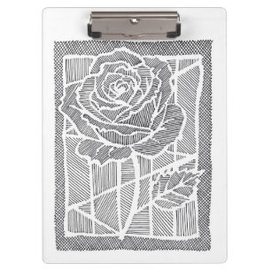 Porte-bloc de bureau botanique rose en art linéair