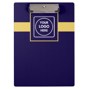 Porte-bloc de bureau Pro Logo Or Bleu Foncé