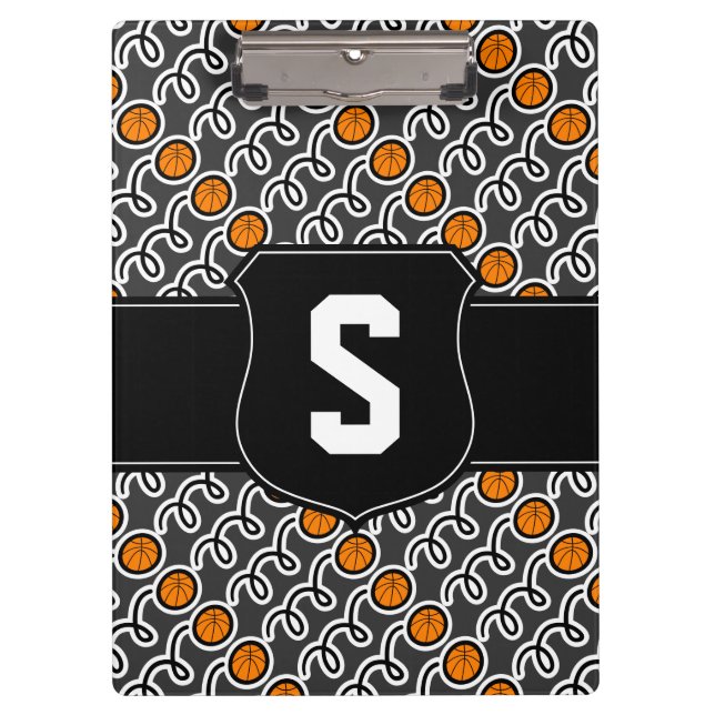 Porte-bloc de l'entraîneur de basket | Monogramme  (Devant)