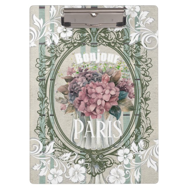 Porte-bloc Décor rustique français fond Bonjour chic floral (Devant)