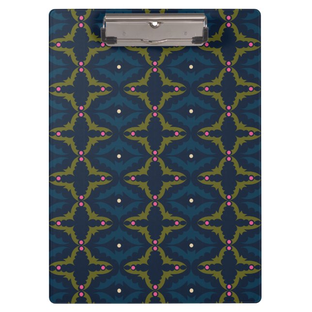 Porte-bloc Deep Blue Retro Vintage Pattern  (Devant)