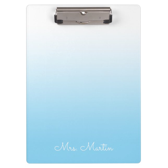 Porte-bloc Dégradé Bleu Bébé Enseignant Personnalisé (Devant)