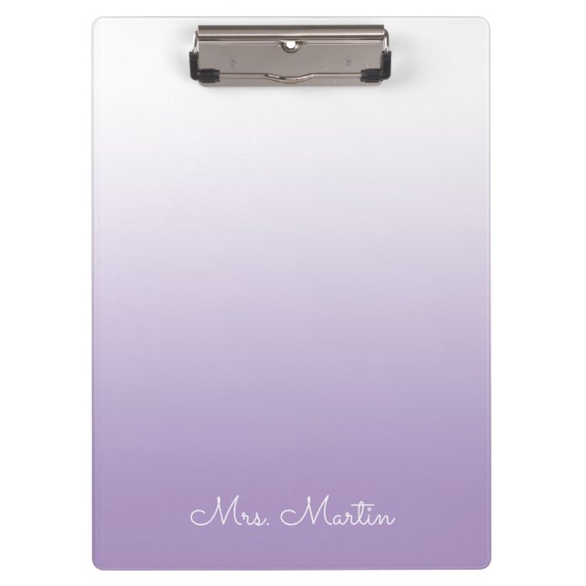 Porte-bloc Dégradé Violet Clair Enseignant Personnalisé (Devant)