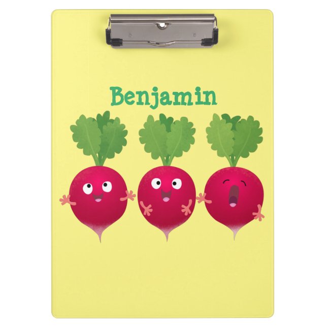 Porte-bloc Des radis mignons chantant des légumes de dessin a (Devant)
