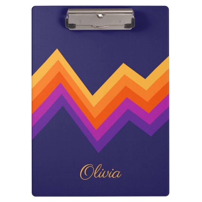 Porte-bloc Design de zigzag rouge, orange et jaune rétro (Devant)