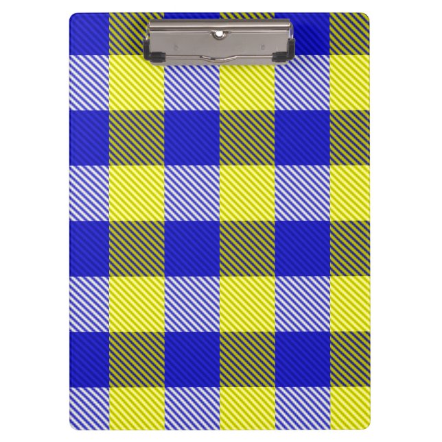 Porte-bloc Design En vichy jaune bleu (Devant)