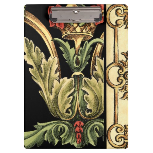 Porte-bloc Design floral ornemental aux frontières noires (Devant)