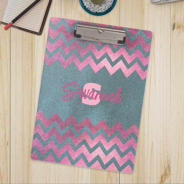 Porte-bloc Design Moderne Chic Rose Et Gris Chevron (Créateur téléchargé)