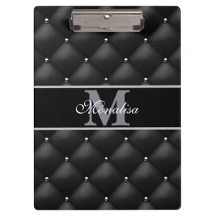 Porte-bloc design noir luxueux personnalisé avec monogramme