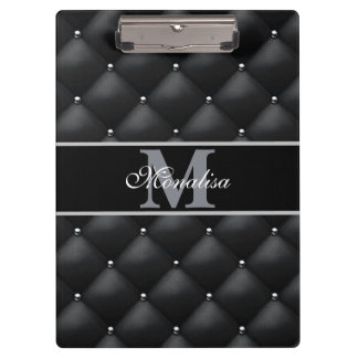 Porte-bloc design noir luxueux personnalisé avec monogramme