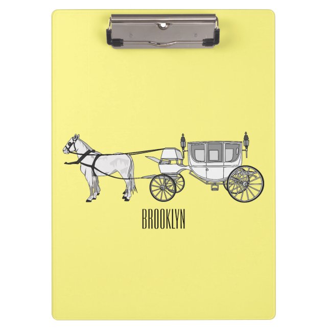 Porte-bloc dessin animé mariage cheval & calèche (Devant)