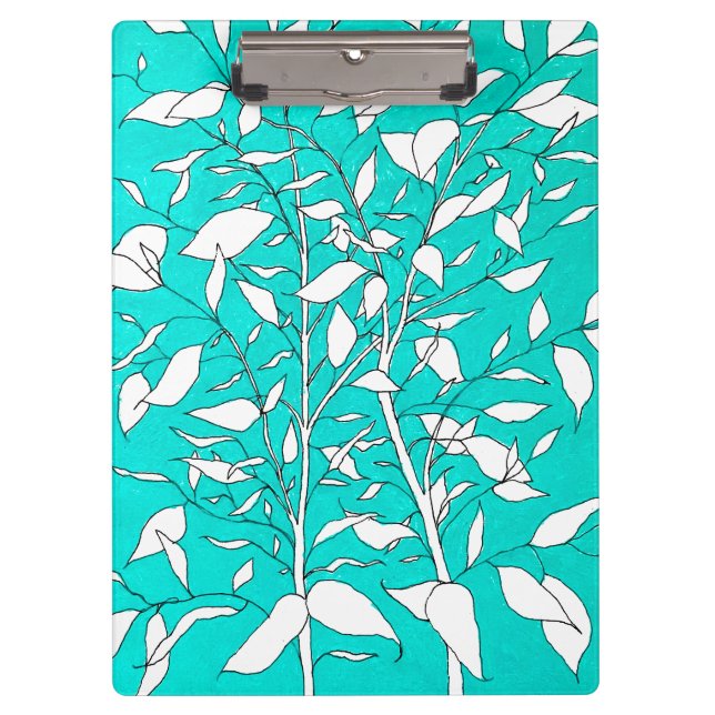 Porte-bloc Dessin au trait de plante d'arbre de Ficus Fond Bl (Devant)