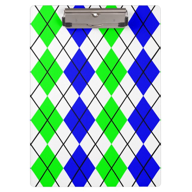 Porte-bloc Dessin de diamant en argyre bleu vert blanc  (Devant)