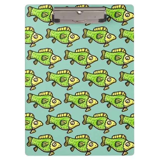 Porte-bloc Dessin de poisson vert de dessin animé drôle (Devant)