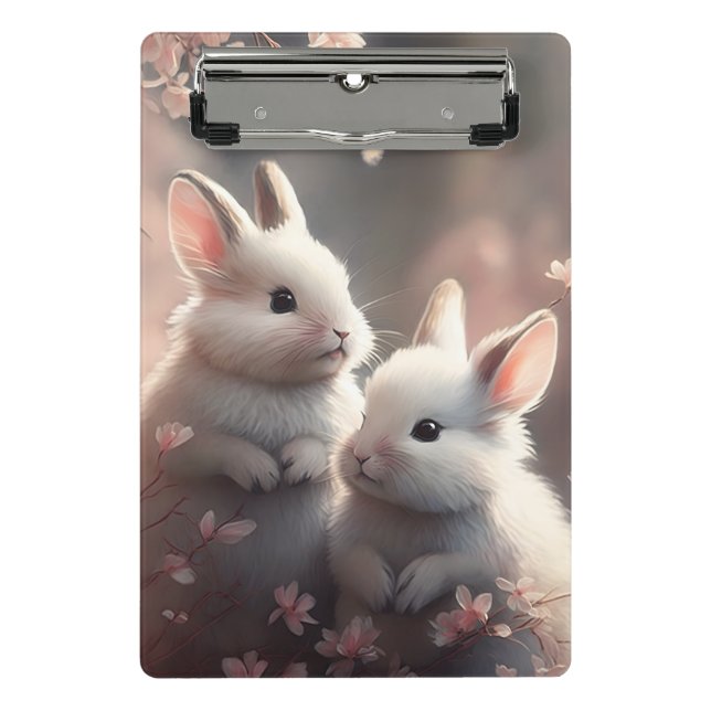 Porte-bloc Deux lapins mignons avec sakura Mini Porte - bloc (Devant)