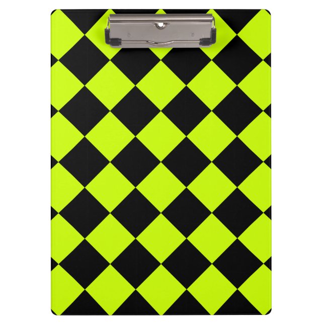 Porte-bloc Diag Checkered - jaune noir et fluorescent (Devant)