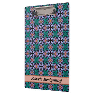 Porte-bloc Diamant Brown et motif floral violet de fractale