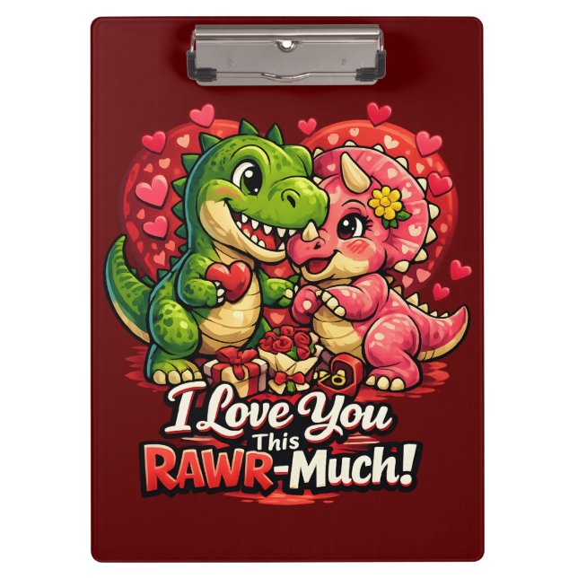 Porte-bloc Dino Hearts Rawr Much Valentine,Couple Anniversary (Devant)