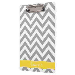 Porte-bloc Dk Gris Blanc LG Chevron Ananas Monogramme Initial