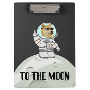 Porte-bloc Dogecoin à la lune drôle de chien astronaute noir