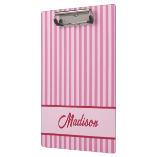 Porte-bloc Douces Rayures Rétro Rose & Rouge Personnalisé