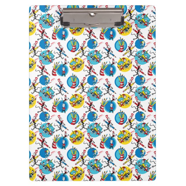 Porte-bloc Dr Seuss | Caractères avec Motif de crayons (Devant)