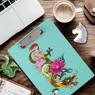 Porte-bloc Dragon Chinois Lotus Cerisier en Fleurs
