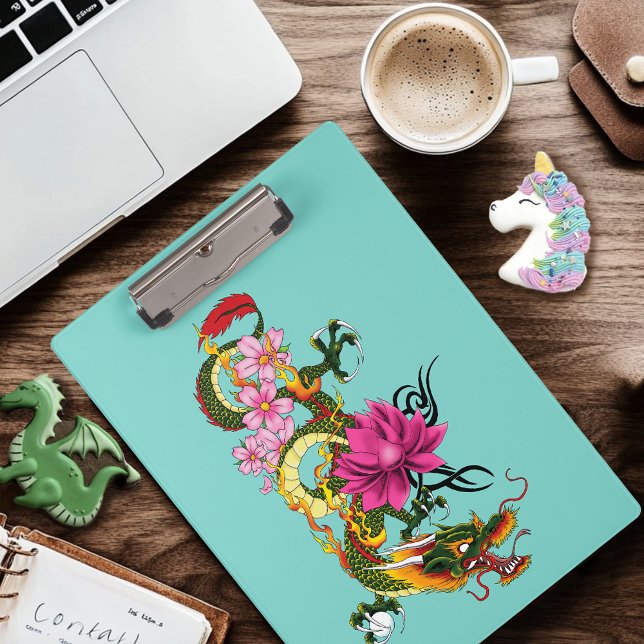 Porte-bloc Dragon Chinois Lotus Cerisier en Fleurs (Créateur téléchargé)
