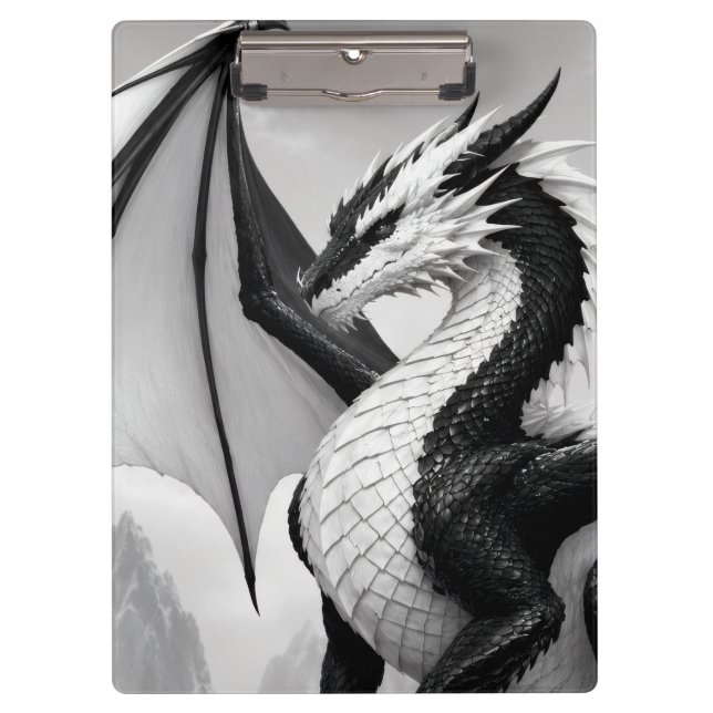 Porte-bloc Dragon noir et blanc (Devant)