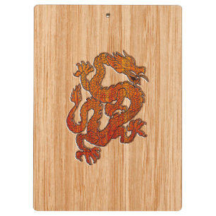 Porte-bloc Dragon Oriental Rouge en Bambou