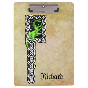Porte-bloc Dragon Vert Avec Bordure Celtique Personnalisé