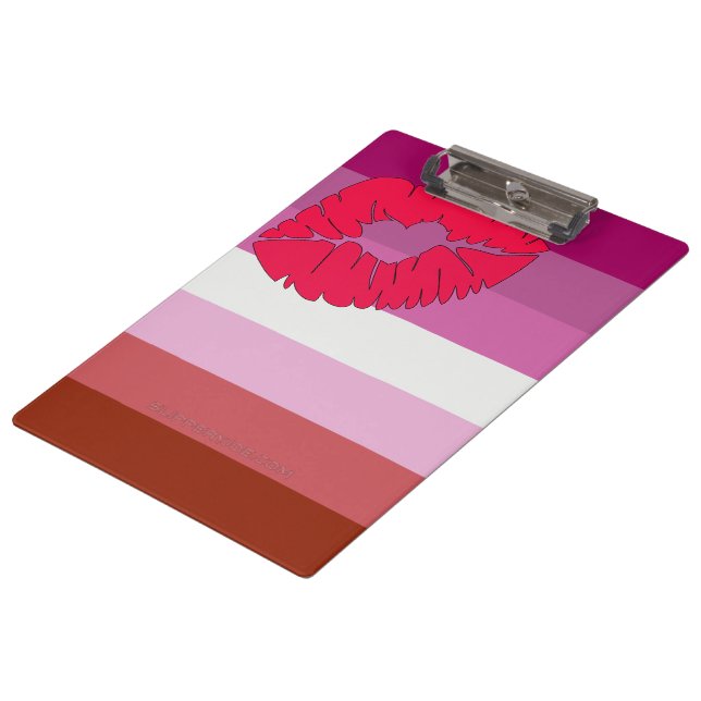 Porte-bloc Drapeau de fierté lesbienne au rouge à lèvres Slip (Incliné)