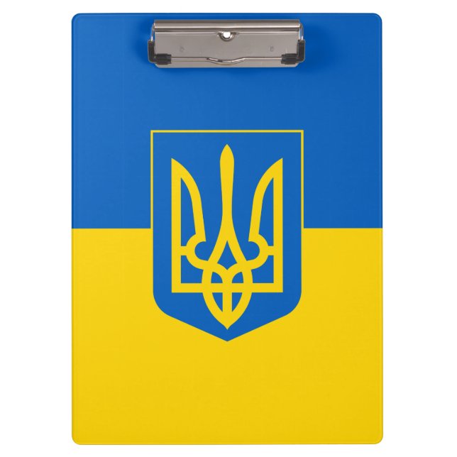 Porte-bloc Drapeau ukrainien avec armoiries (Devant)