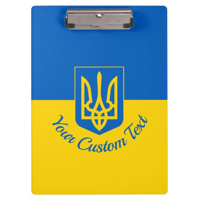 Porte-bloc Drapeau ukrainien avec armoiries et texte personna (Devant)