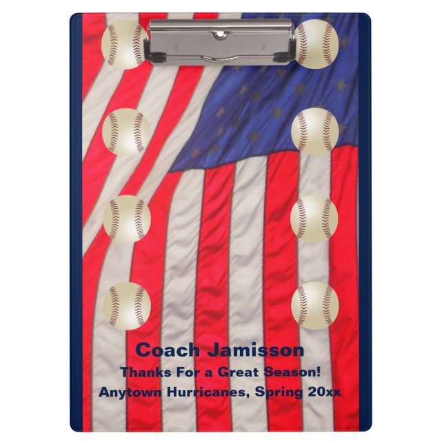 Porte-bloc Drapeaux américains, entraîneur de baseball (Devant)
