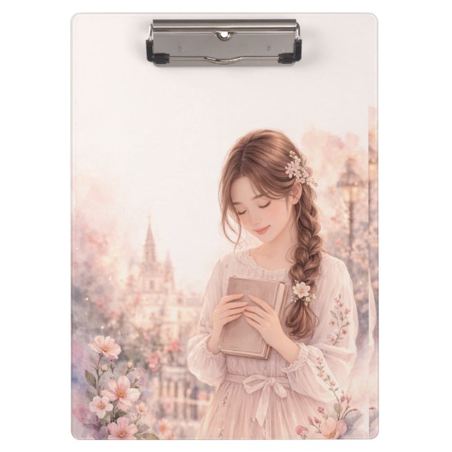 Porte-bloc Dreamy Floral Girl Aesthetic Clipboard – Pretty  (Devant)