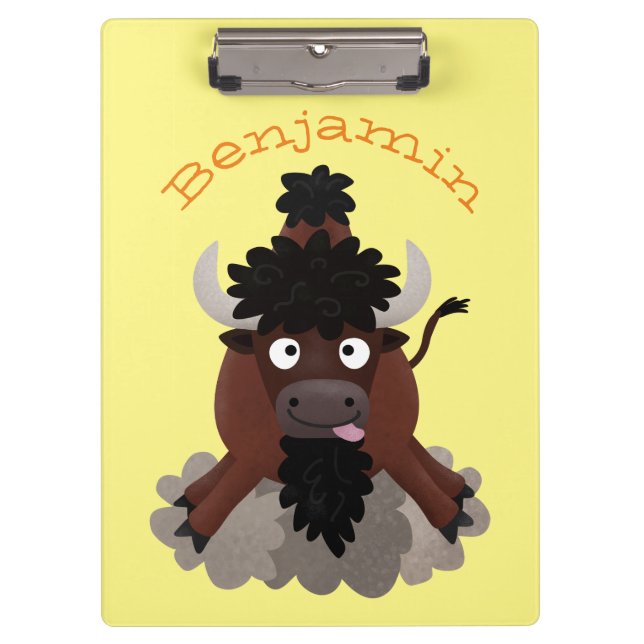 Porte-bloc Drôle dessin animé de bison de buffle (Devant)