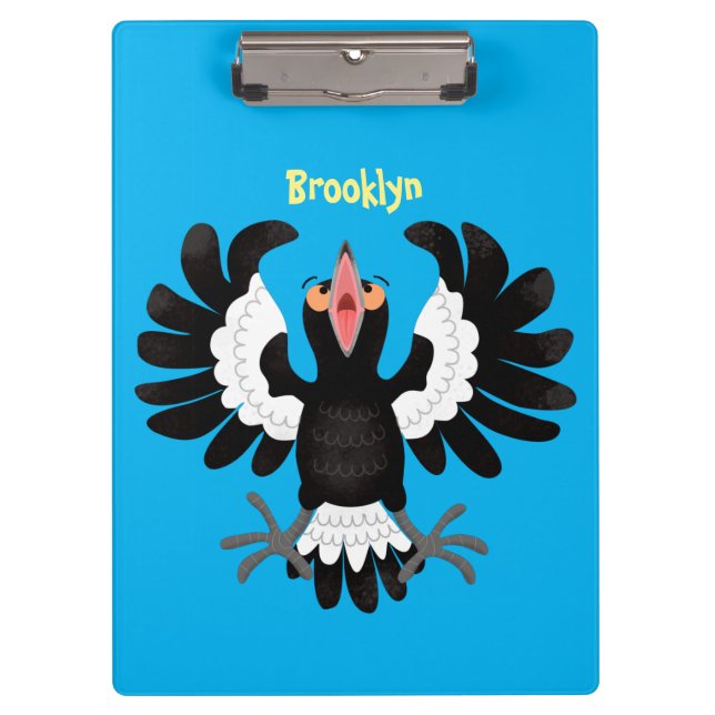 Porte-bloc Drôle dessin animé de Magpie australienne (Devant)
