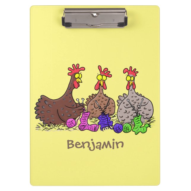 Porte-bloc Drôle dessin animé de poulets de tricot (Devant)