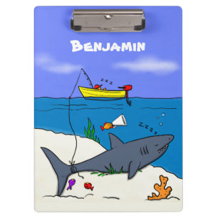 Porte-bloc Drôle requin couché et dessin animé de pêche