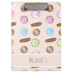Porte-bloc Éclairs Donuts Aquarelle Amusant Caprice Sucré