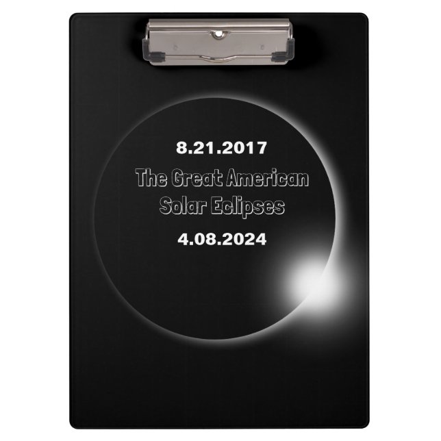 Porte-bloc Éclipse solaire double datée 2024 & 2017 (Devant)