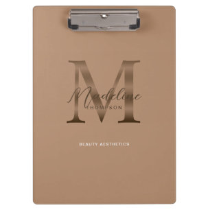 Porte-bloc Écriture Chic Métallisé Taupe Or Monogramme