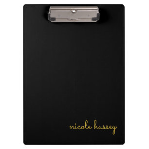 Porte-bloc Écriture noire et or Monogramme moderne élégant